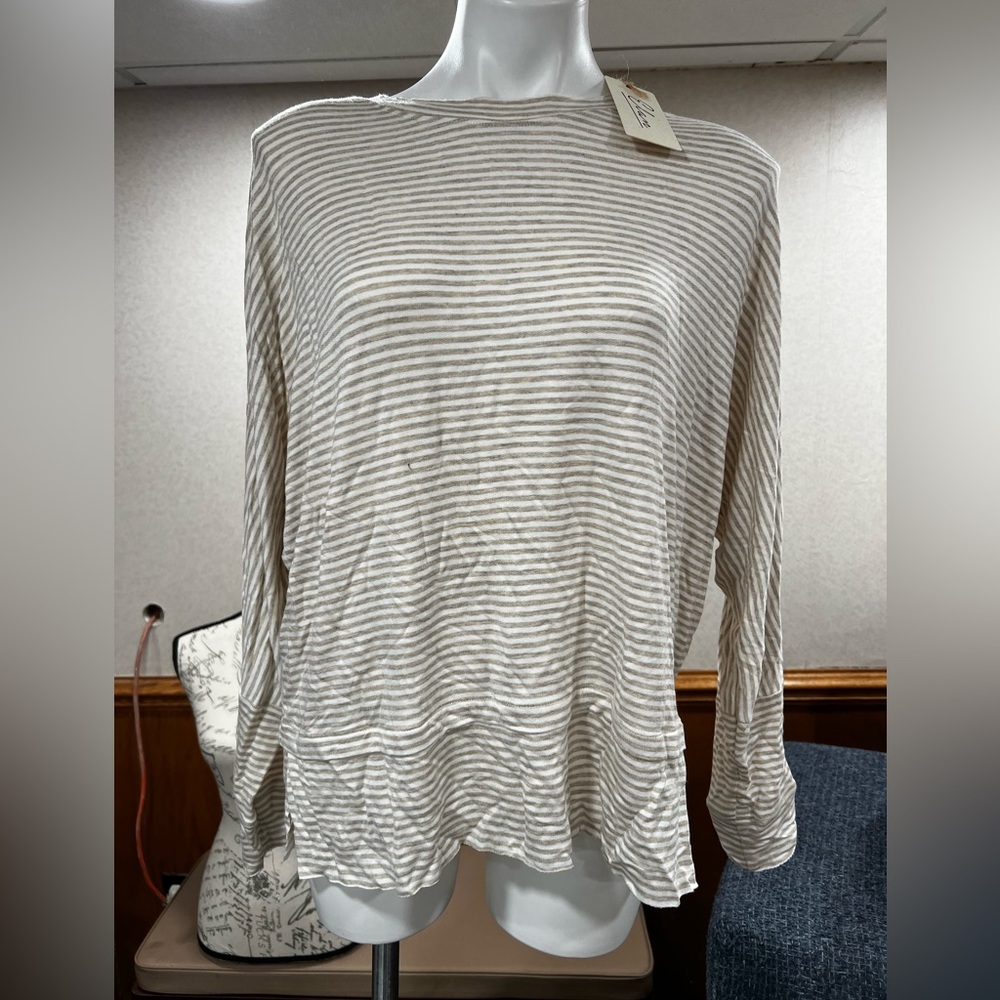NWT ELAN boat neck striped dolman top
